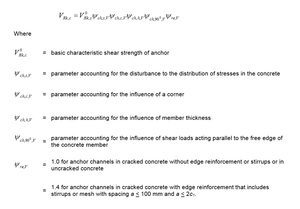 equations equuations for calculation of the concrete edge failure mode